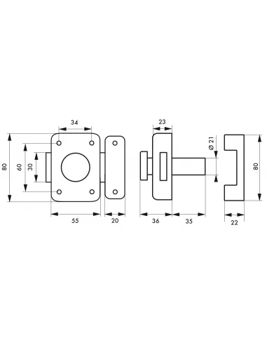 SERRUPRO - Verrou trident à cylindre pour porte intérieure - 35 mm SERRUPRO - Verrou trident à cylindre pour porte intérieure - 35 mm