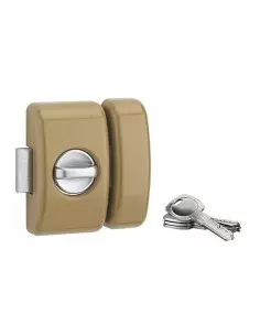 SERRUPRO - Verrou porte entrée universel avec bouton à barrette ABS chromé satin