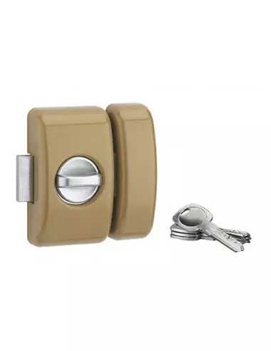 SERRUPRO - Verrou porte entrée universel avec bouton à barrette ABS chromé satin