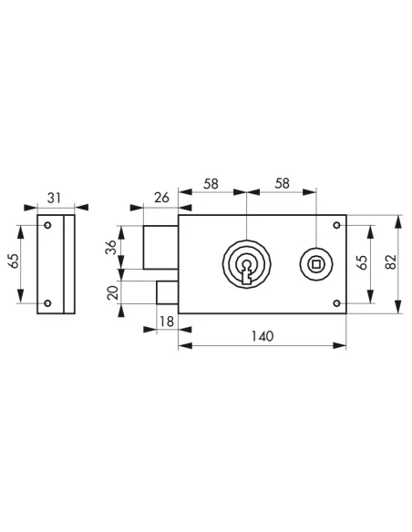 SERRUPRO - Serrure monopoint en applique horizontale - 140 x 82 mm, gauche