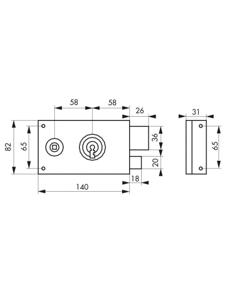 SERRUPRO - Serrure monopoint en applique horizontale - 140 x 82 mm, droite