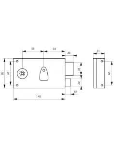 SERRUPRO - Serrure en applique pour porte d'entrée à 4 gorges et fouillot - 140 x 82 mm, droite 2
