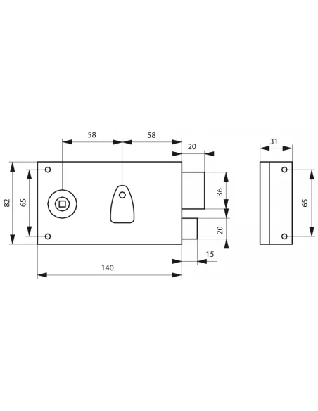 SERRUPRO - Serrure en applique pour porte d'entrée à 4 gorges et fouillot - 140 x 82 mm, droite