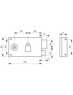 SERRUPRO - Serrure en applique pour porte intérieure à pêne dormant et demi-tour - 140 x 82 mm, droite 2