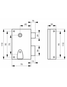 SERRUPRO - Serrure en applique pour porte intérieure - 70 x 110 mm, droite 2