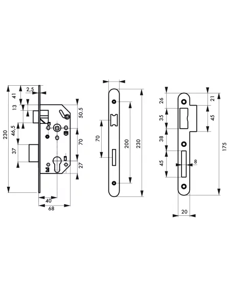 SERRUPRO - Boitier de serrure encastrable pour porte d'entrée à têtière noire - NF