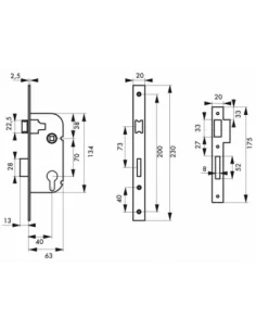 SERRUPRO - Boitier de serrure encastrable pour porte intérieure - V/BR 2