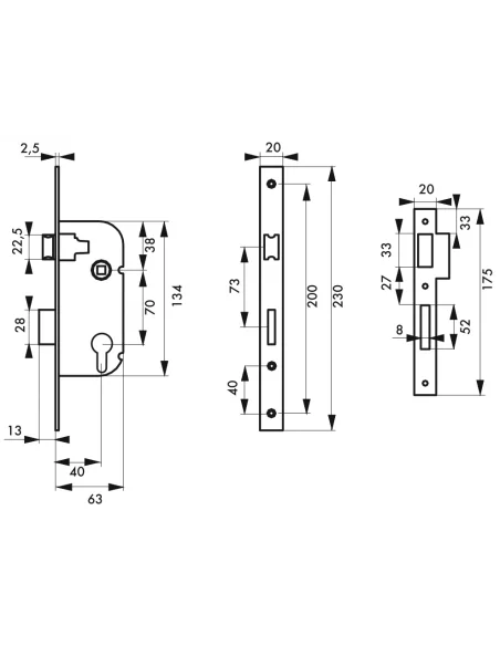 SERRUPRO - Boitier de serrure encastrable pour porte intérieure - V/BR