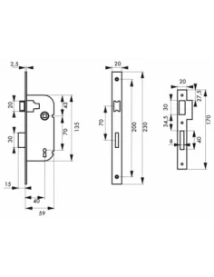 SERRUPRO - Serrure encastrable pour porte d'entrée à 3 gorges - V/BR 2
