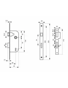 SERRUPRO - Serrure encastrable pour porte intérieure à pêne dormant et demi-tour - V/BR 2