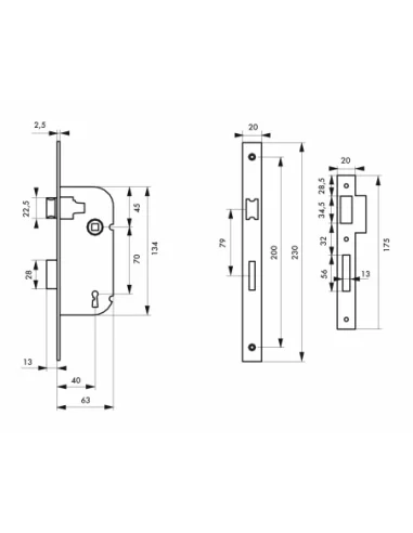 SERRUPRO - Serrure encastrable pour porte intérieure à pêne dormant et demi-tour - V/BR SERRUPRO - Serrure encastrable pour porte intérieure à pêne dormant et demi-tour - V/BR