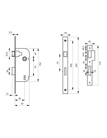 SERRUPRO - Serrure encastrable pour porte intérieure à pêne dormant et demi-tour - V/BR