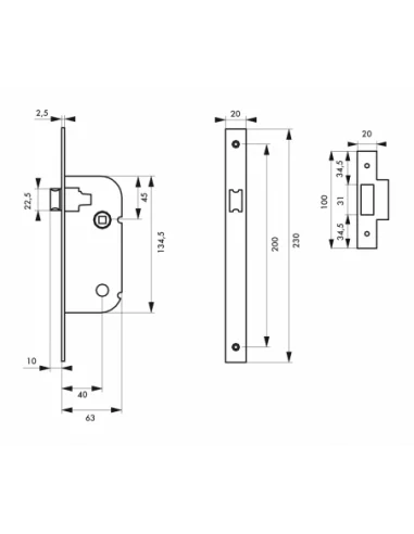 SERRUPRO - Serrure encastrable pour porte intérieure à bec-de-cane réversible - V/BR SERRUPRO - Serrure encastrable pour porte intérieure à bec-de-cane réversible - V/BR