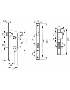 SERRUPRO - Boitier de serrure encastrable pour porte d'entrée - V/BR 2