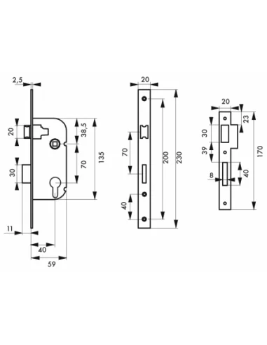 SERRUPRO - Boitier de serrure encastrable pour porte d'entrée - V/BR SERRUPRO - Boitier de serrure encastrable pour porte d'entrée - V/BR