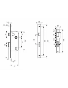 SERRUPRO - Serrure encastrable pour porte intérieure à pêne dormant ½ tour - V/BR 2
