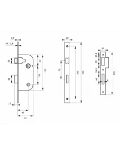 SERRUPRO - Serrure encastrable pour porte intérieure à condamnation - V/BR 2