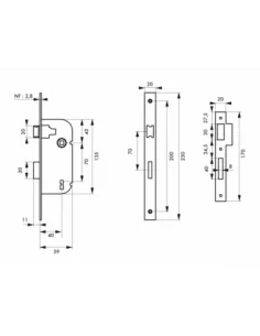 SERRUPRO - Serrure encastrable pour porte intérieure NF avec clé - V/BR 2