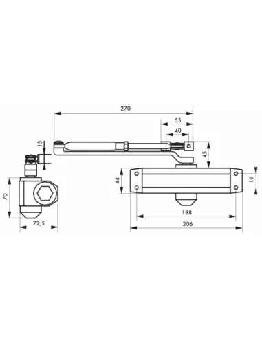 SERRUPRO - Ferme-porte hydraulique argent - force 4 SERRUPRO - Ferme-porte hydraulique argent - force 4