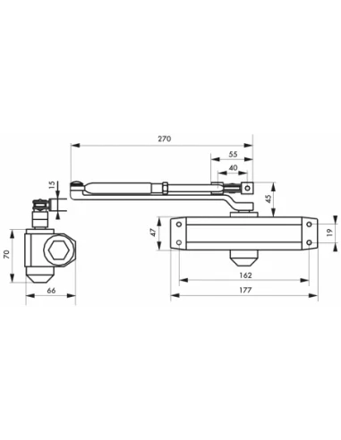 SERRUPRO - Ferme-porte hydraulique argent - force 3 SERRUPRO - Ferme-porte hydraulique argent - force 3