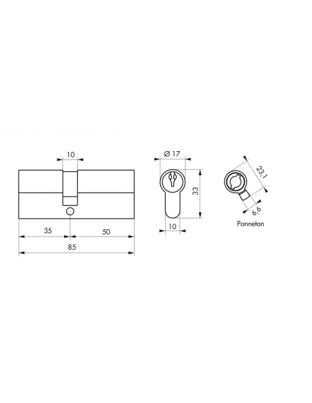 SERRUPRO - Cylindre de serrure - 35 x 50 mm