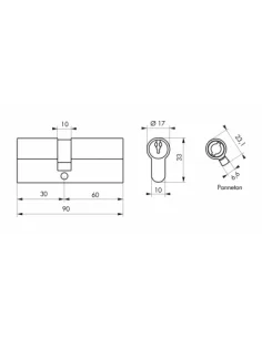 SERRUPRO - Cylindre de serrure - 30 x 60 mm 2