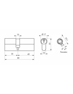 SERRUPRO - Cylindre de serrure - 35 x 45 mm 2