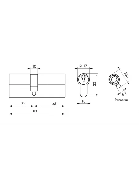 SERRUPRO - Cylindre de serrure - 35 x 45 mm