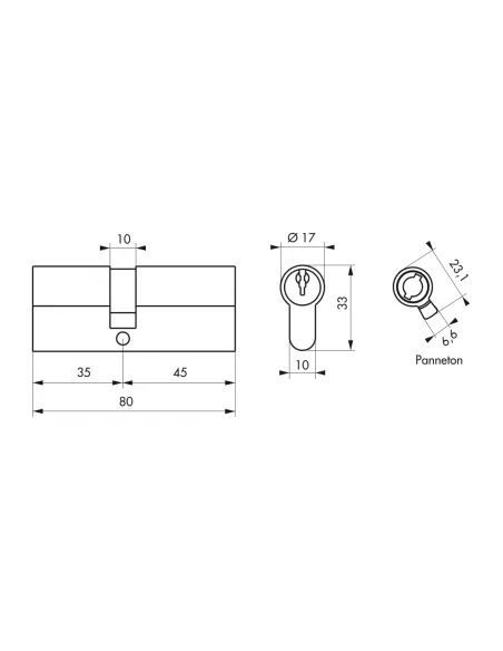 SERRUPRO - Cylindre de serrure - 35 x 45 mm