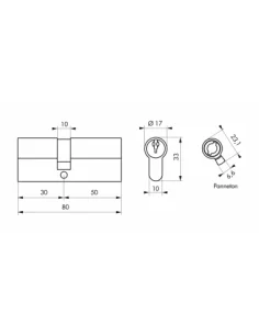 SERRUPRO - Cylindre de serrure - 30 x 50 mm 2