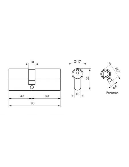 SERRUPRO - Cylindre de serrure - 30 x 50 mm