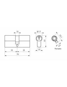 SERRUPRO - Cylindre de serrure - 35 x 35 mm 2