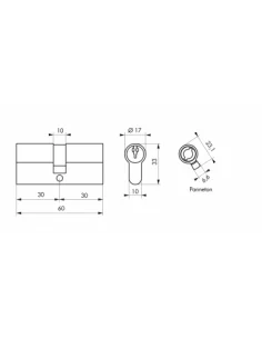 SERRUPRO - Cylindre de serrure - 30 x 30 mm 2