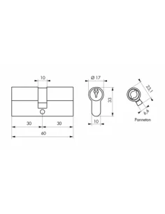 SERRUPRO - Jeu de 2 cylindres de serrure - 30 x 30 mm 2