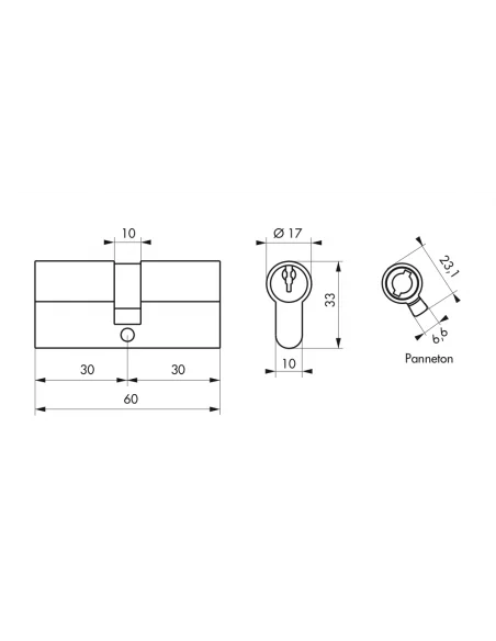 SERRUPRO - Jeu de 2 cylindres de serrure - 30 x 30 mm