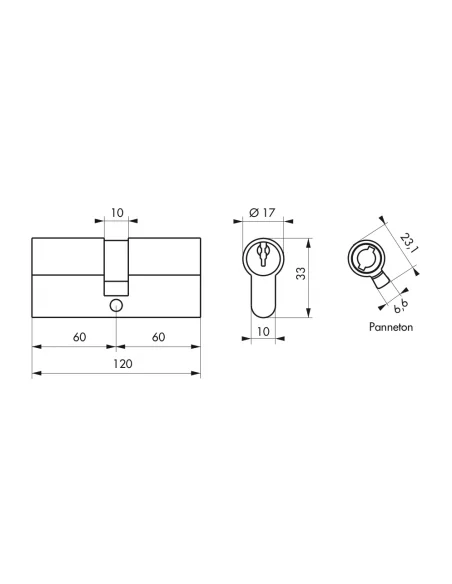 SERRUPRO - Cylindre de serrure - 60x60 mm