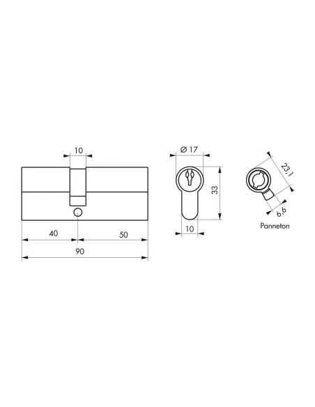 SERRUPRO - Cylindre de serrure - 40x50mm