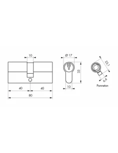 SERRUPRO - Cylindre de serrure - 40x40 mm 2