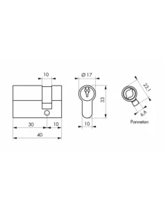 SERRUPRO - Demi-cylindre de serrure - 30 x 10 mm 2
