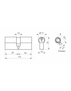 SERRUPRO - Cylindre de serrure - 55x55 mm 2