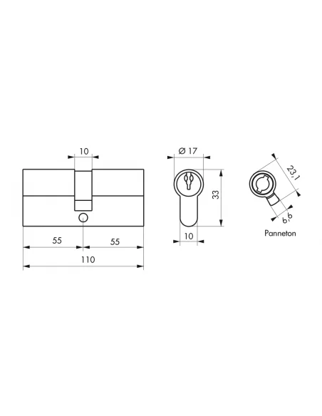 SERRUPRO - Cylindre de serrure - 55x55 mm