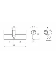 SERRUPRO - Cylindre de serrure - 45x60 mm 2