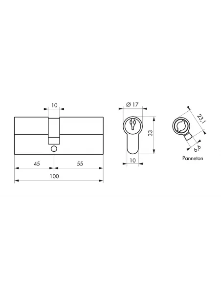 SERRUPRO - Cylindre de serrure - 45x55 mm