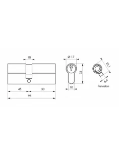 SERRUPRO - Cylindre de serrure - 45x50 mm 2
