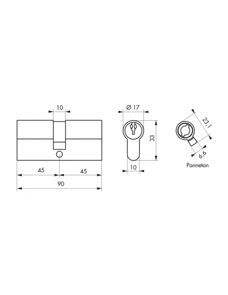 SERRUPRO - Cylindre de serrure - 45x45 mm