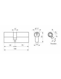 SERRUPRO - Cylindre de serrure - 30x70 mm 2