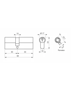 SERRUPRO - Cylindre de serrure - 30x55 mm 2