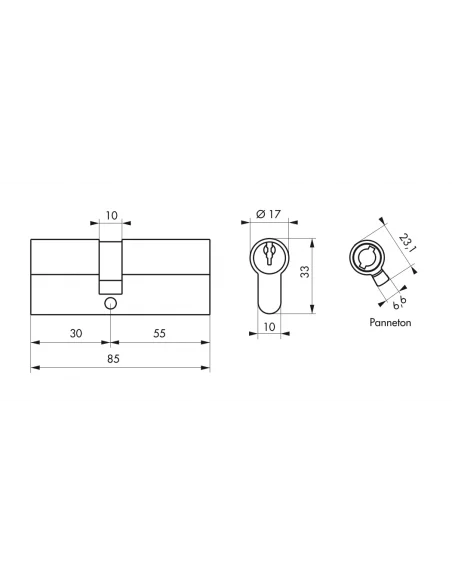 SERRUPRO - Cylindre de serrure - 30x55 mm