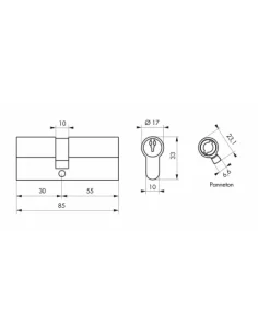 SERRUPRO - Cylindre de serrure - 30x55 mm 2
