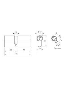 SERRUPRO - Cylindre de serrure - 35x40 mm 2